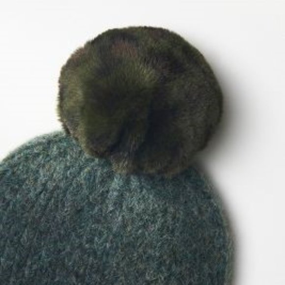 Anthropologie Accessories - Moss Pick-A-Pom Faux Fur Topper